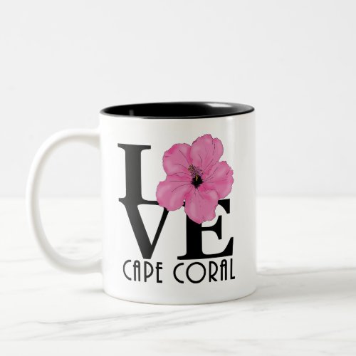 LOVE Cape Coral Pink Hibiscus 11oz Two_Tone Coffee Mug