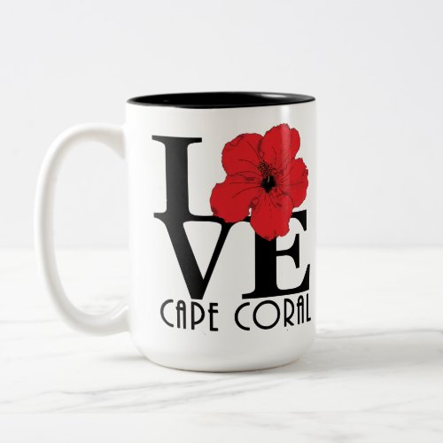 LOVE Cape Coral Red Hibiscus 15oz Two_Tone Coffee Mug