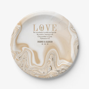 Love Caramel Marble Swirl Scripture Ephesians 4:2 Paper Plates