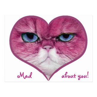 LOVE CARD PINK CAT HEART MAD ABOUT YOU
