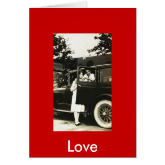 Love card with 2 lovebirds in the car