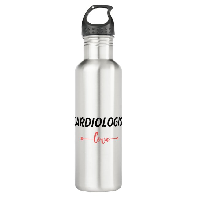 Love cardiologist stainless steel water bottle (Front)