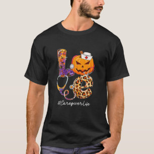 Love Caregiver Life Pumpkin Stethoscope Halloween T-Shirt