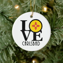 LOVE Carlsbad New Mexico Ceramic Ornament