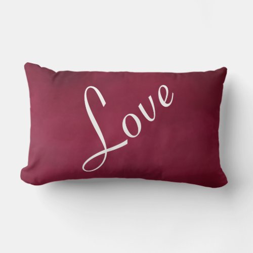 Love Carmine Red Soft Pastel Color Tone Lumbar Pillow