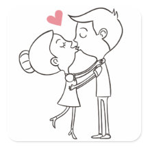 Love Cartoon Bride And Groom Black & White Wedding