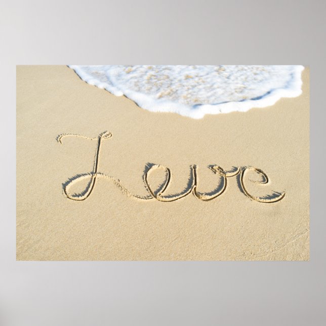 Love carved sign on the beach sand (Front)