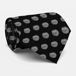 "Love" Carved Stone in Black and White Neck Tie