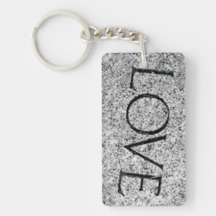 "Love" Carved Stone Keychain