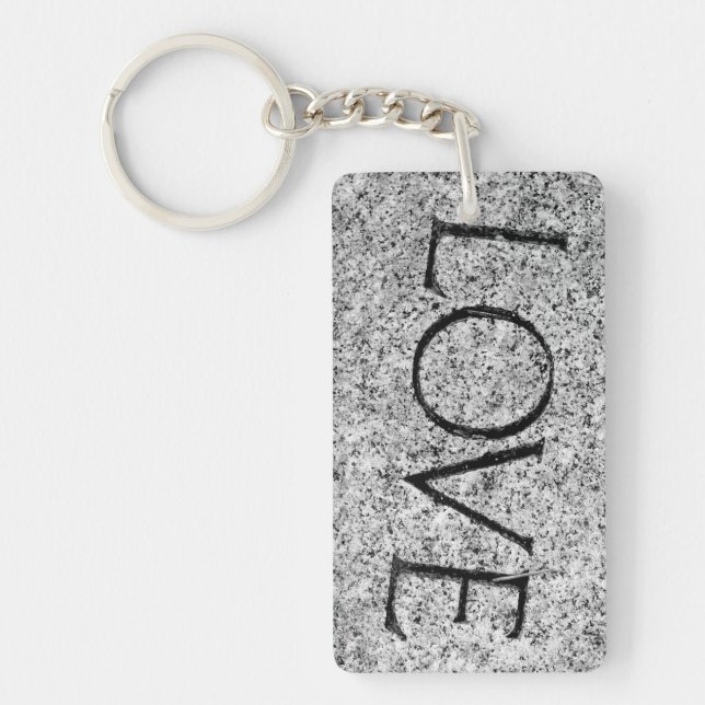 "Love" Carved Stone Keychain (Front)