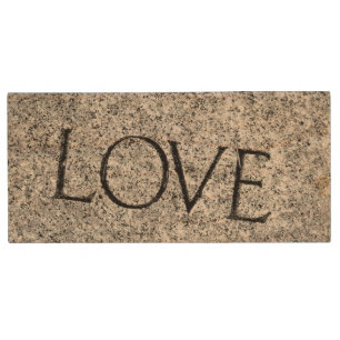 "Love" Carved Stone Wood Flash Drive