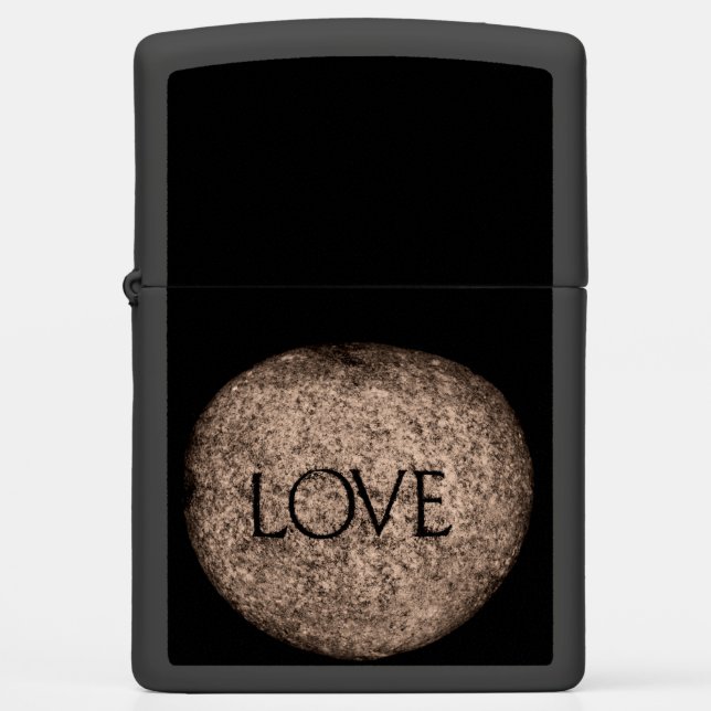 "Love" Carved Stone Zippo Lighter (Front)