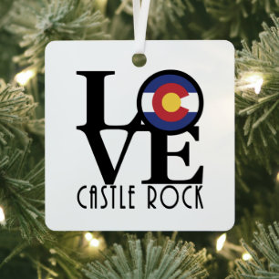 LOVE Castle Rock Colorado Metal Ornament