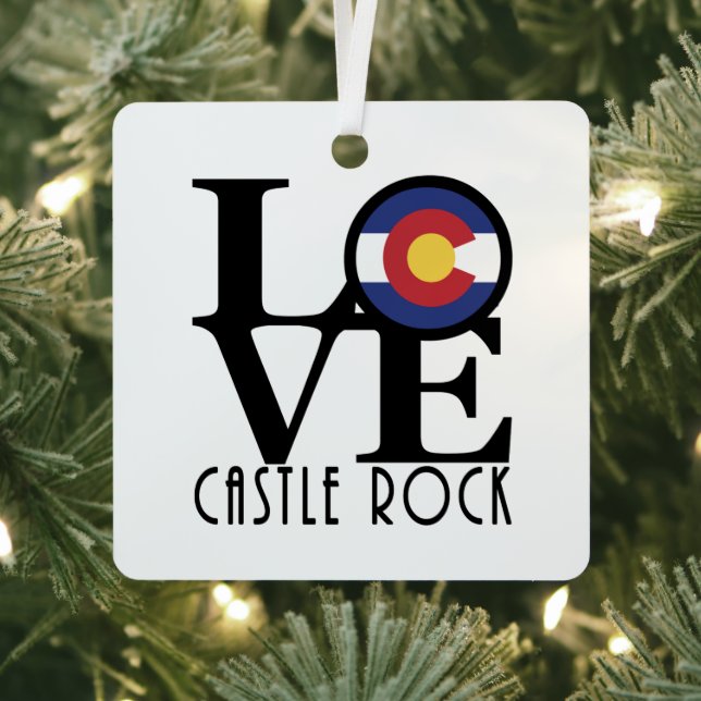 LOVE Castle Rock Colorado Metal Ornament (Insitu)