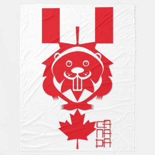 LOVE Castor/ Maple Flag Canada by Masanser Fleece Blanket