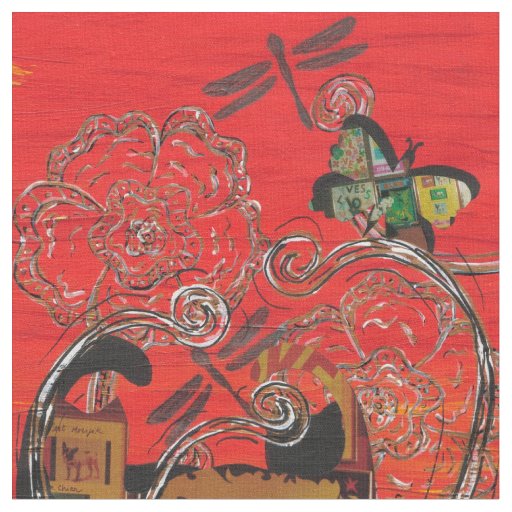 Love Cat and Butterfly Fabric