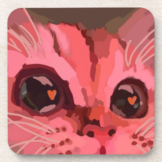 Love cat beverage coaster (Front)