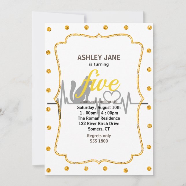 Love cat cardiogram - Choose background color Invitation (Front)