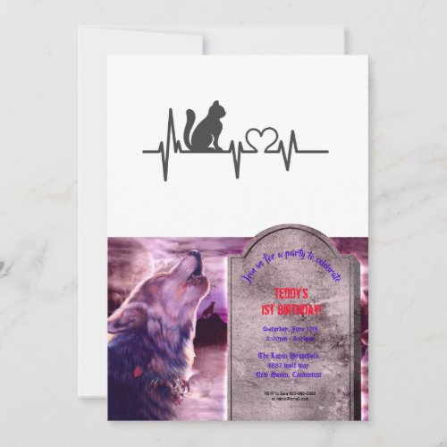 Love cat cardiogram _ Choose background color Invitation