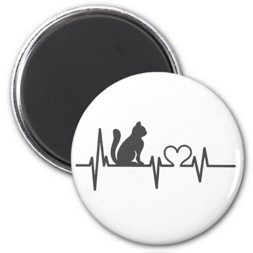 Love cat cardiogram _ Choose background color Magnet