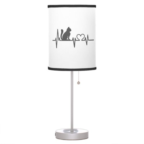 Love cat cardiogram _ Choose background color Table Lamp