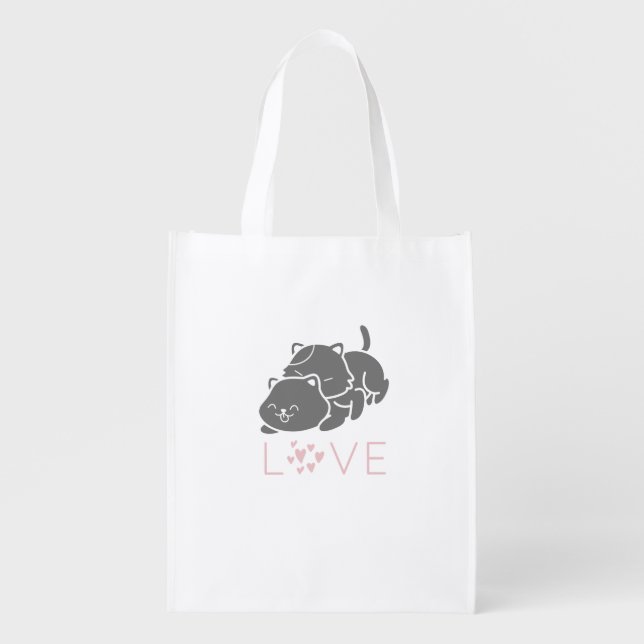 love cat, cat vibes grocery bag (Front)