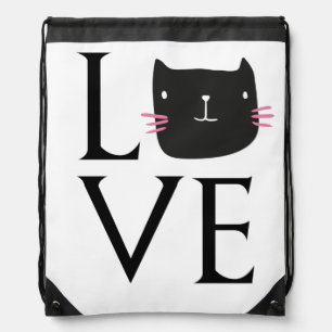 LOVE CAT COFFEE CUP DRAWSTRING BAG