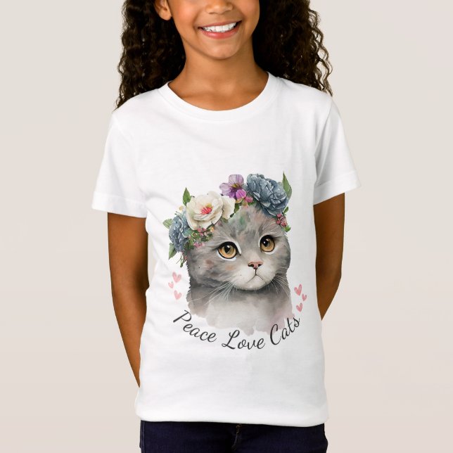 Love Cat Kid Girl T-Shirt (Front)
