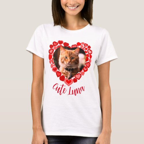 Love cat kitten heart shaped pet photo T_Shirt