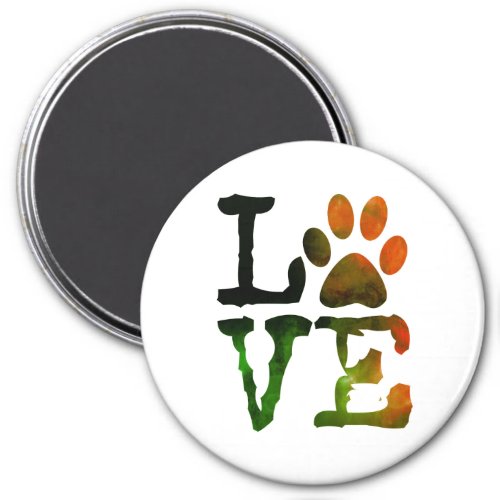 Love Cat or Dog Paw print Magnet
