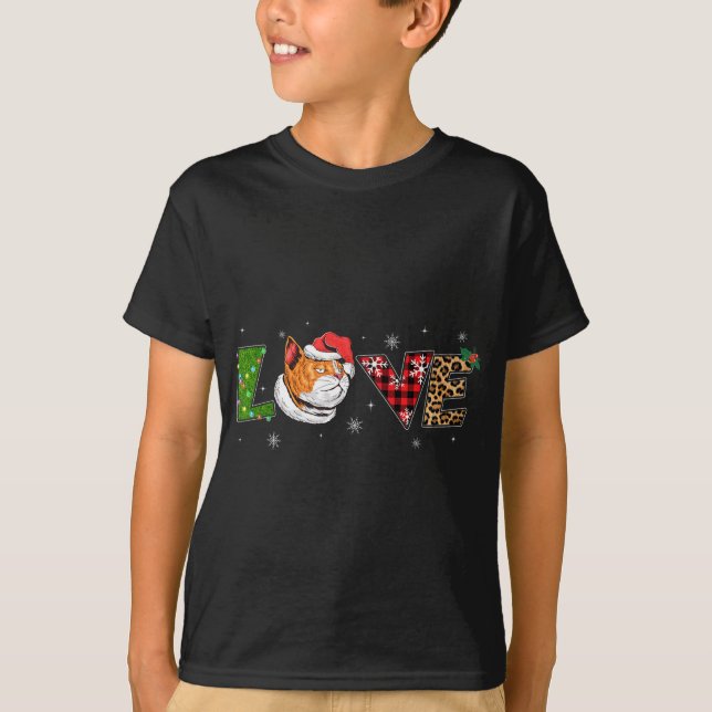 Love Cat Owner Gifts Funny Xmas Kitten Plaid Leopa T-Shirt (Front)