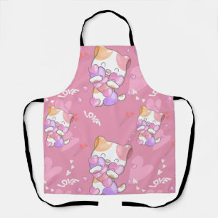 Love Cat Pattern Colorful Pets Animals    Apron