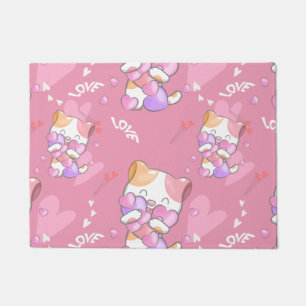Love Cat Pattern Colorful Pets Animals  Doormat