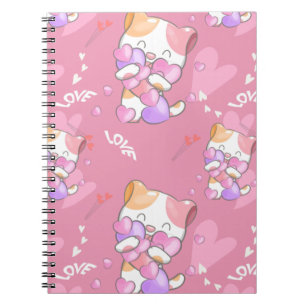 Love Cat Pattern Colorful Pets Animals   Notebook