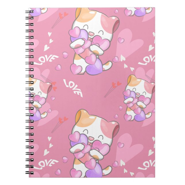 Love Cat Pattern Colorful Pets Animals   Notebook (Front)