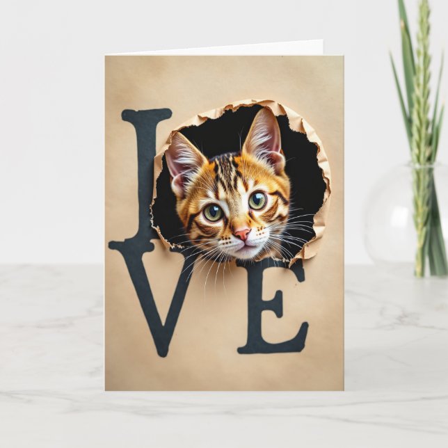Love Cat Peek Card (Front)