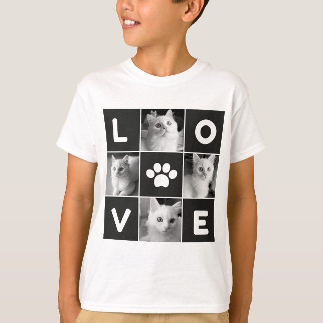LOVE Cat Photo Collage Kids' T-Shirt (Front)