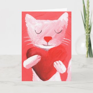 love cat -white greeting card