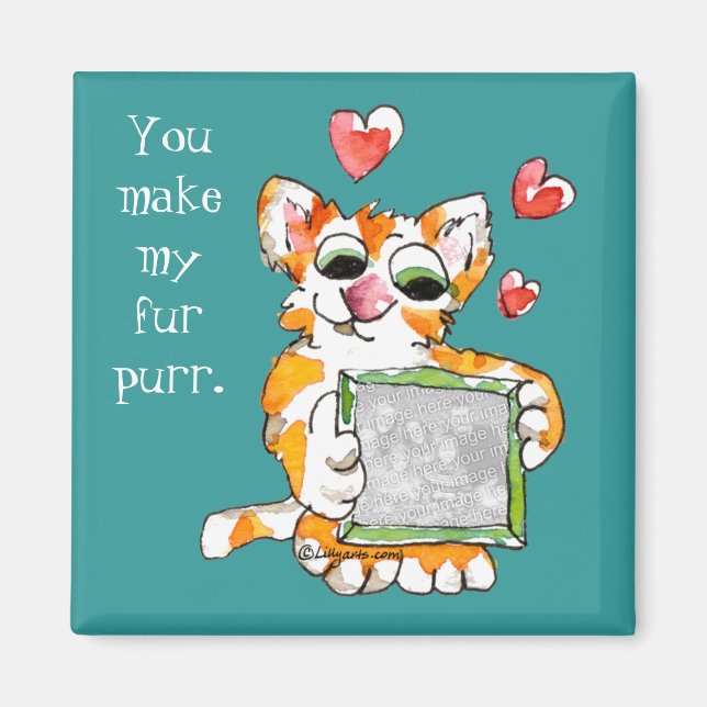 Love Cat With-Your-Photo Magnet Valentine (Front)