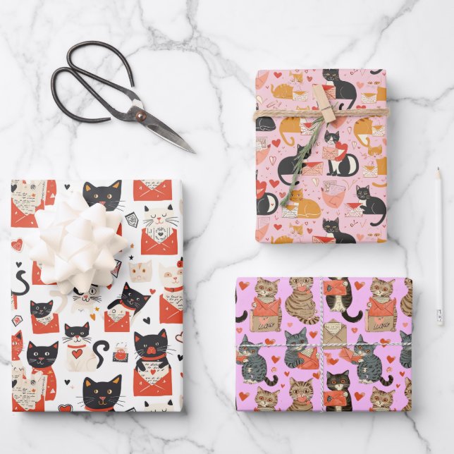 Love Cat Wrapping Paper Set (Front)
