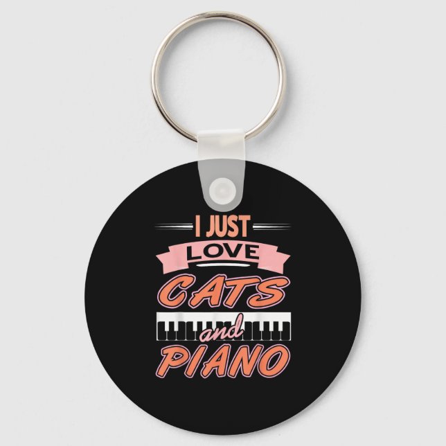 Love Cats And Ano Music Humor Pet Keyboard Fans  Keychain (Front)