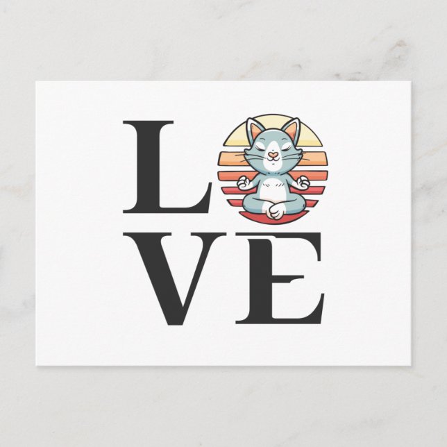 Love cats and meditation postcard (Front)