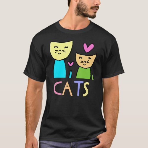 Love Cats Drawing By Jad Fair T_Shirt