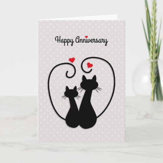 Love Cats Happy Wedding Anniversary Card Zazzle.com