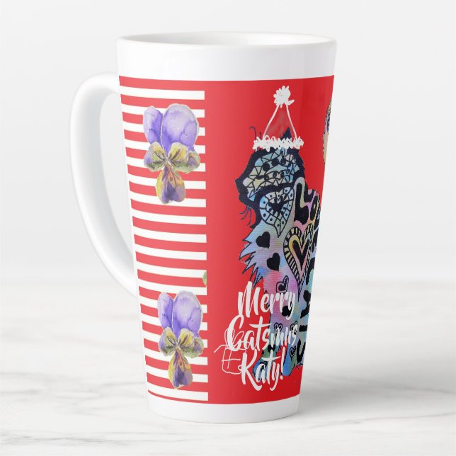 Love Cats Merry Catsmus Christmas Red Latte Mug (Left Angle)