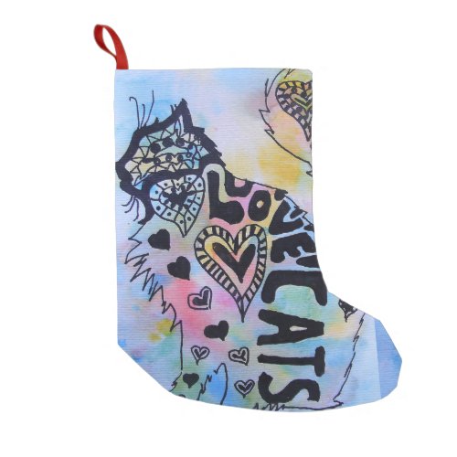 Love Cats Merry Colouful cat Christmas Stocking