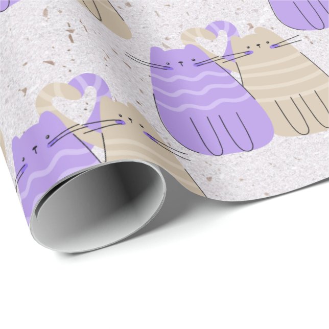 Love Cats on Terrazzo  Wrapping Paper (Roll Corner)