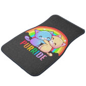 Love Cats Rainbow Black Car Floor Mat (Angled)