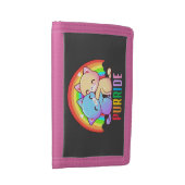 Love Cats Rainbow Black Trifold Wallet (Side)