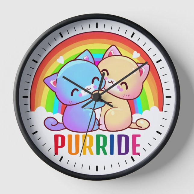 Love Cats Rainbow Clock (Front)